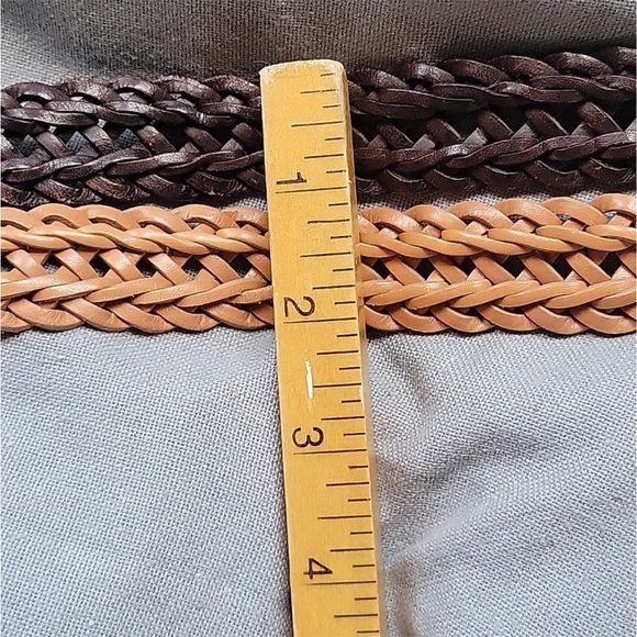 L.C.I.Women’s Braided Vintage Leather Belt Set - Brown and Tan - Picture 8 of 9